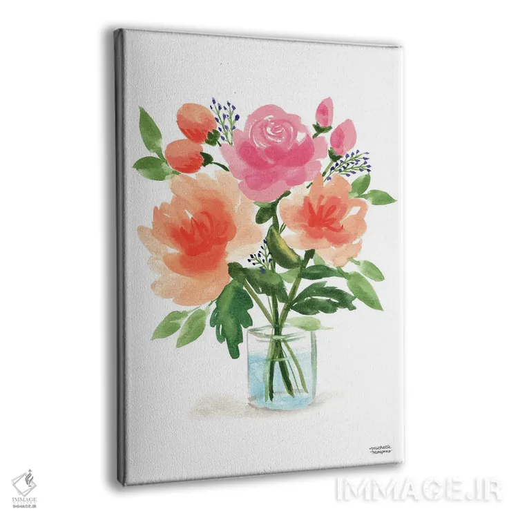 تابلو دکوراتیو زندگی بی جان دسته گل نقاشی اول آبرنگ اثر میشل موسپنس - نمای پرسپکتیو محصول