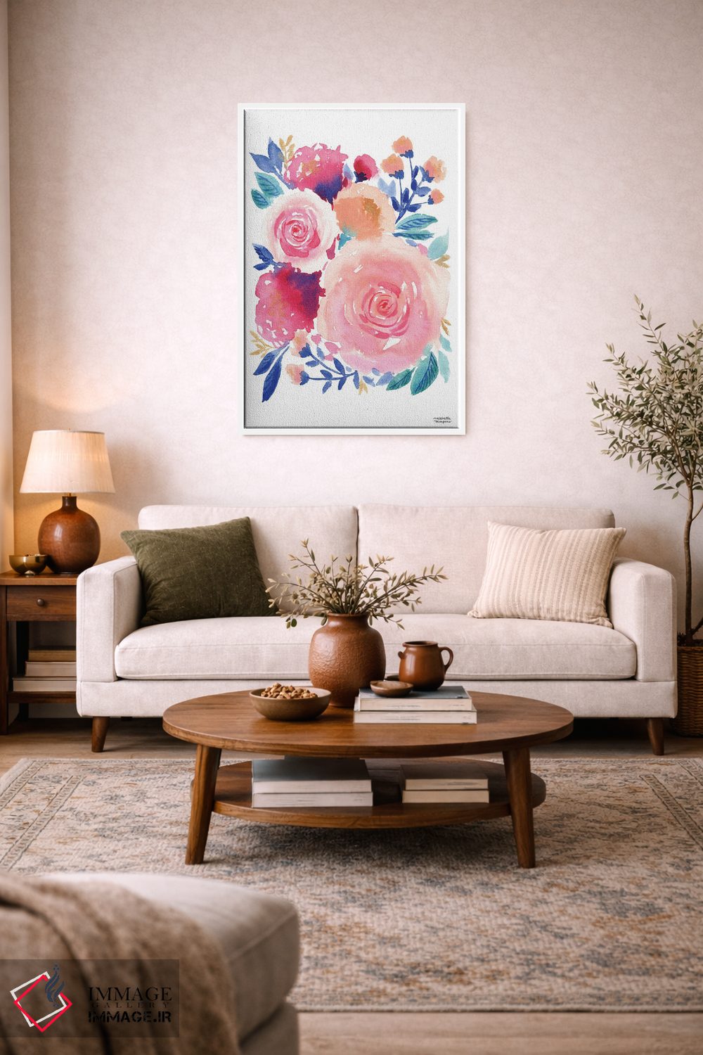 تابلو دکوراتیو قدرت گل آبرنگ اثر میشل موسپنس - D2W