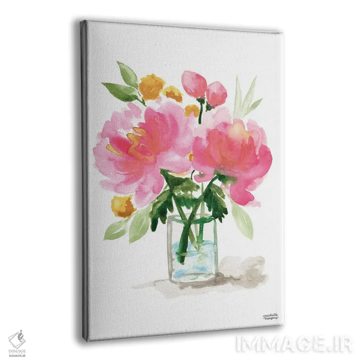 تابلو دکوراتیو زندگی بی جان دسته گل نقاشی دوم آبرنگ اثر میشل موسپنس - نمای پرسپکتیو محصول