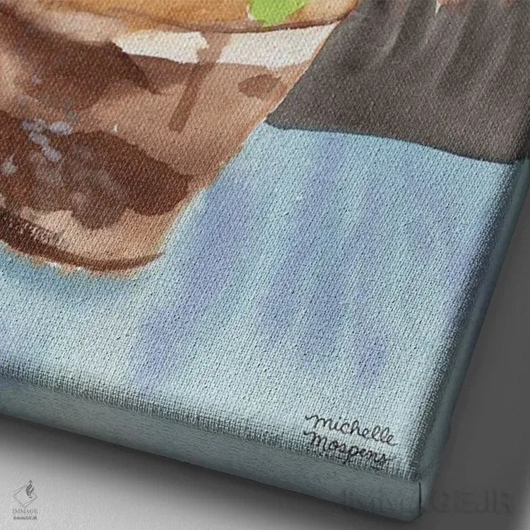 تابلو دکوراتیو زندگی بی جان دسته گل بوهو آبرنگ اثر میشل موسپنس - نمای نزدیک بافت بوم