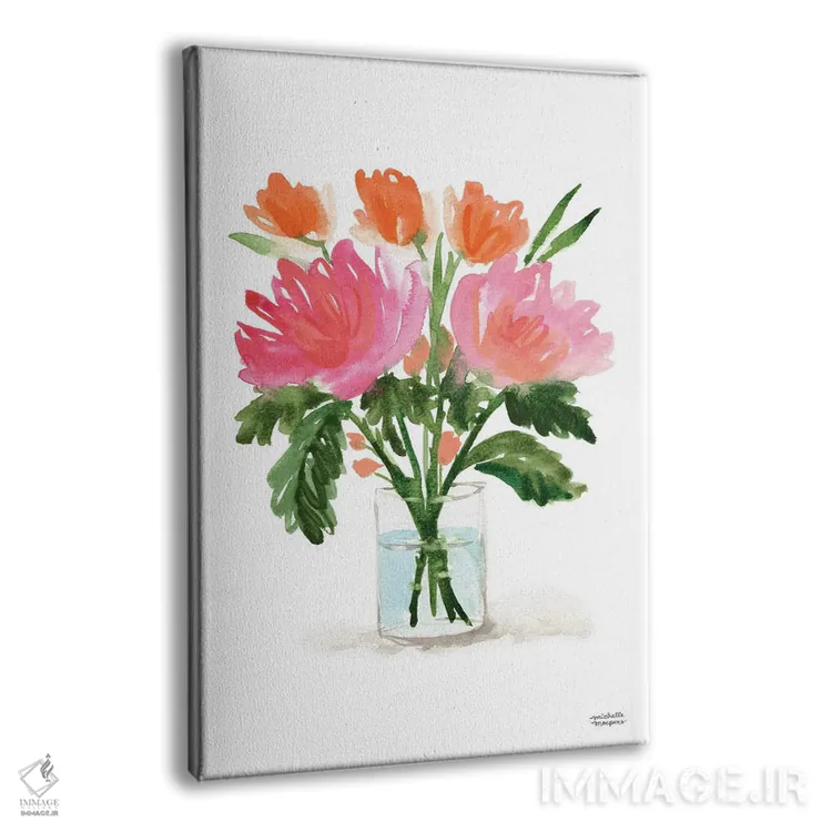 تابلو دکوراتیو زندگی بی جان دسته گل نقاشی سوم آبرنگ اثر میشل موسپنس - نمای پرسپکتیو محصول