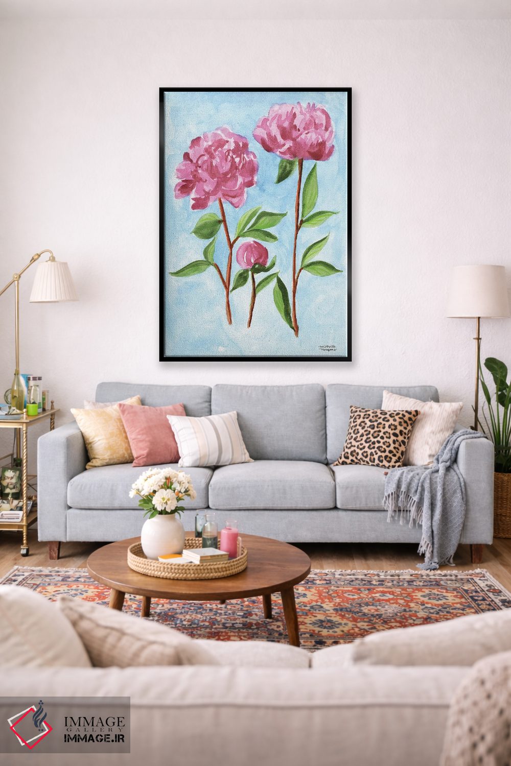 تابلو دکوراتیو باغبان گل صدتومانی آبرنگ اثر میشل موسپنس - D1B