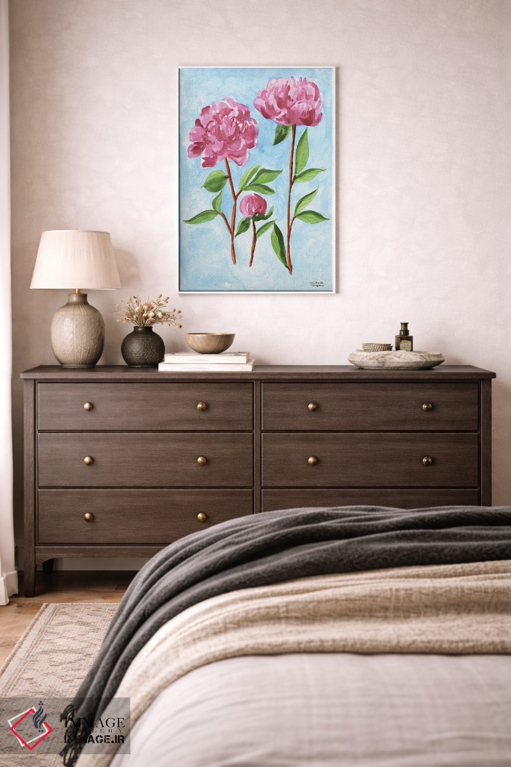 تابلو دکوراتیو باغبان گل صدتومانی آبرنگ اثر میشل موسپنس - D2W