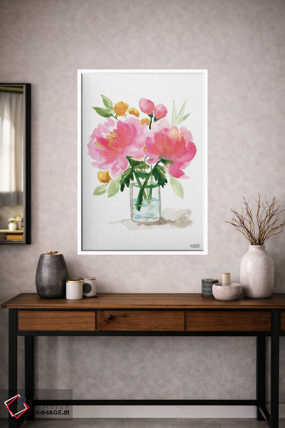 تابلو دکوراتیو زندگی بی جان دسته گل نقاشی دوم آبرنگ اثر میشل موسپنس - D1W