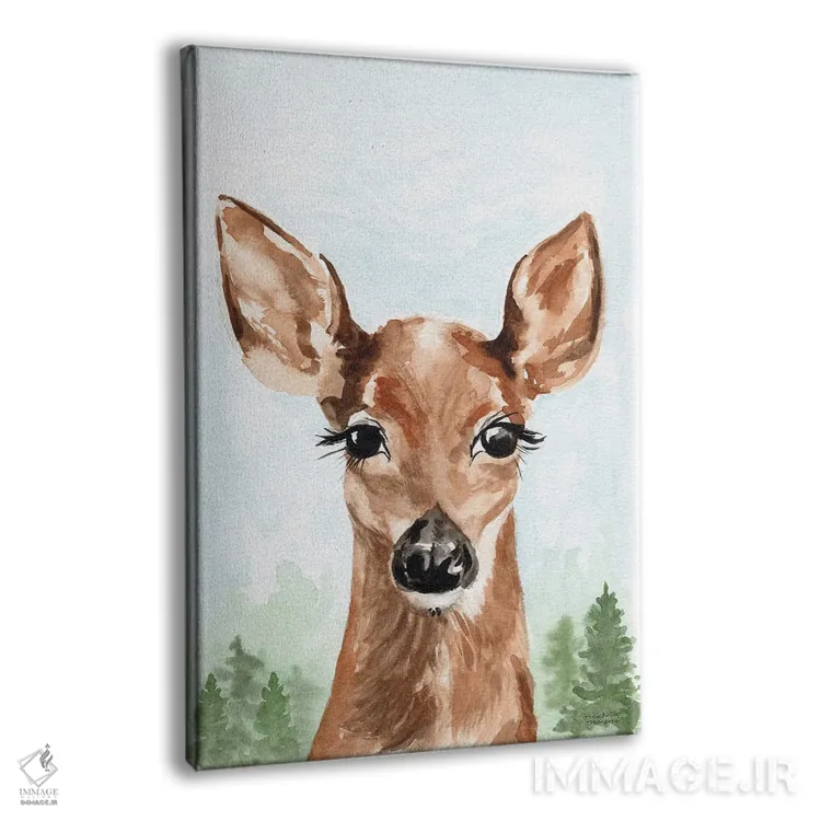 تابلو دکوراتیو بچه آهو آبرنگ اثر میشل موسپنس - نمای پرسپکتیو محصول