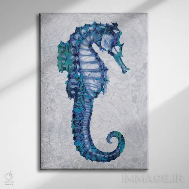 تابلو دکوراتیو اسب دریایی دوم اثر ملونی میلر - نمای روبهرو روی دیوار