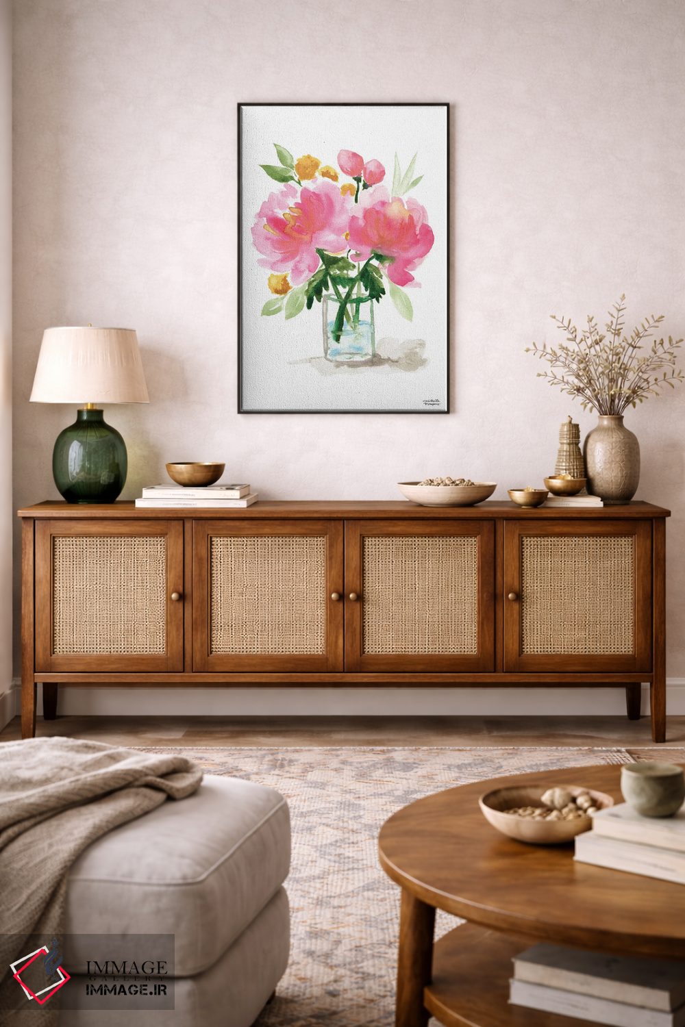 تابلو دکوراتیو زندگی بی جان دسته گل نقاشی دوم آبرنگ اثر میشل موسپنس - D4B