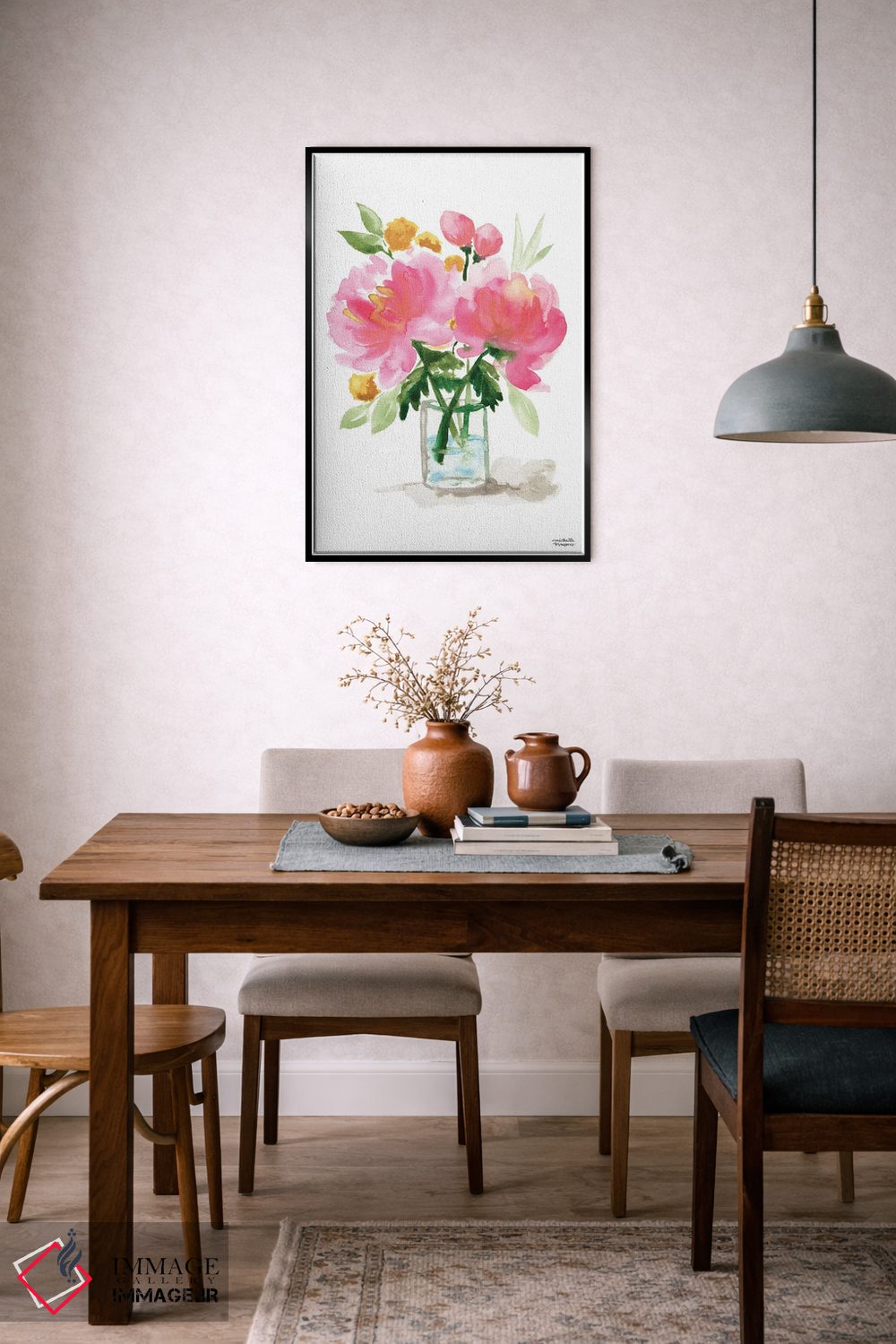 تابلو دکوراتیو زندگی بی جان دسته گل نقاشی دوم آبرنگ اثر میشل موسپنس - D5B