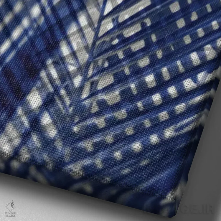 تابلو دکوراتیو سایه های نخل آبی اول اثر ملونی میلر - نمای نزدیک بافت بوم