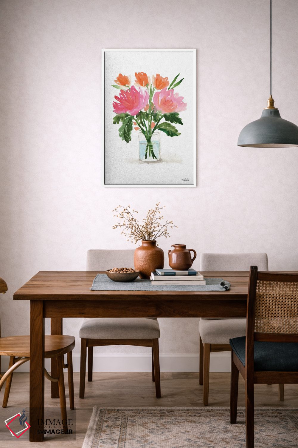 تابلو دکوراتیو زندگی بی جان دسته گل نقاشی سوم آبرنگ اثر میشل موسپنس - D5W