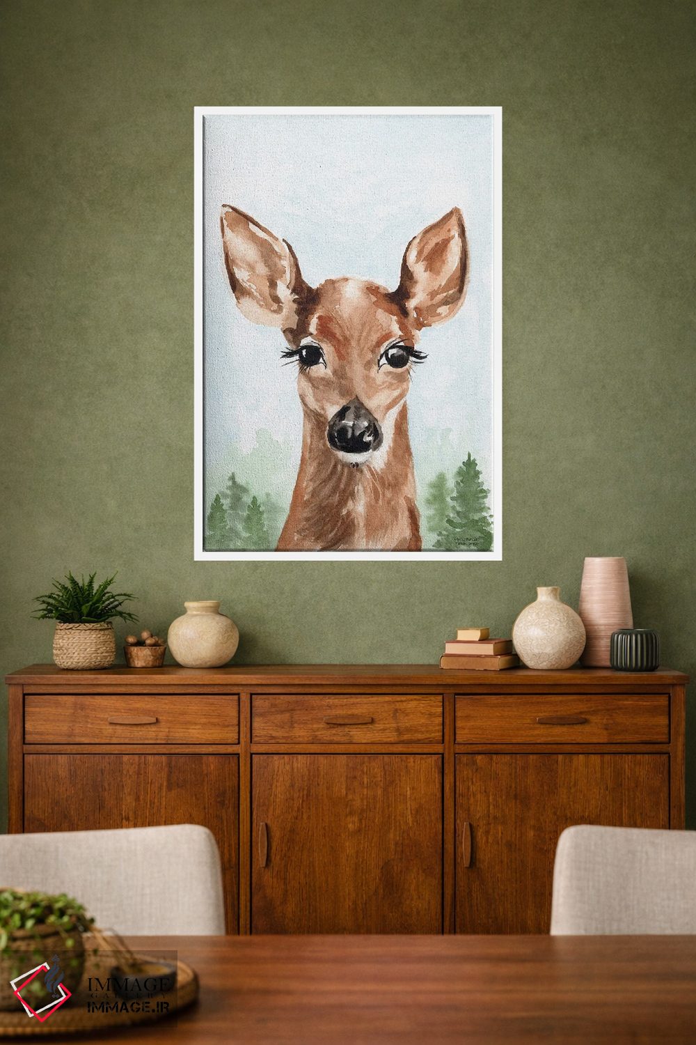 تابلو دکوراتیو بچه آهو آبرنگ اثر میشل موسپنس - D1W