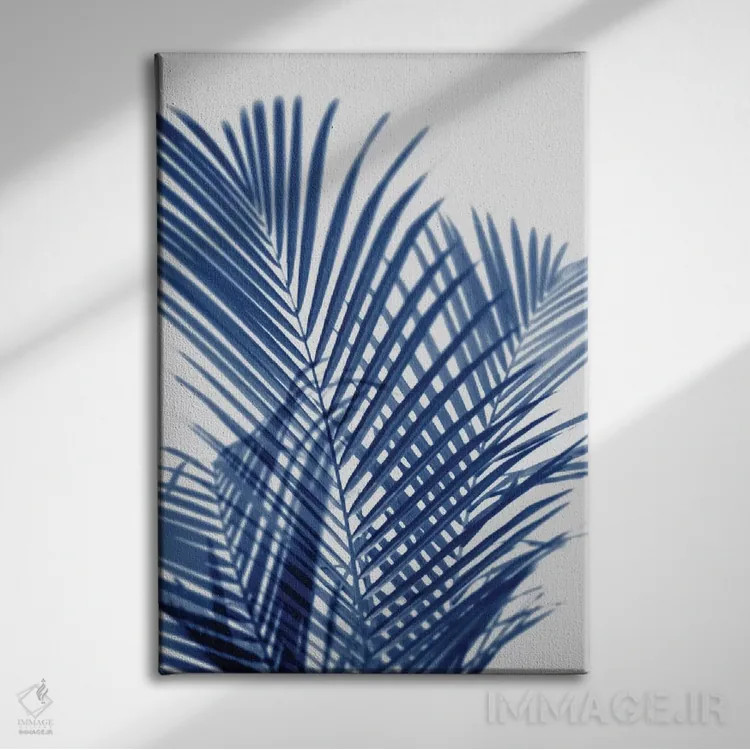 تابلو دکوراتیو سایه های نخل نیلی اول اثر ملونی میلر - نمای روبهرو روی دیوار
