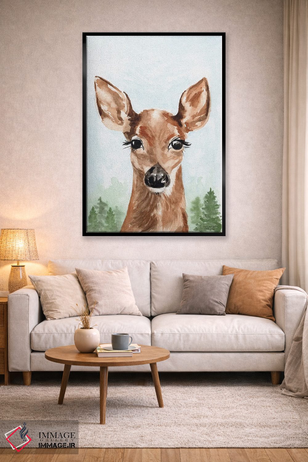 تابلو دکوراتیو بچه آهو آبرنگ اثر میشل موسپنس - D3B