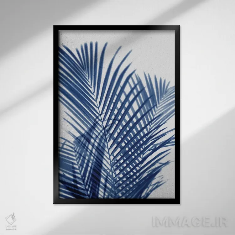تابلو دکوراتیو سایه های نخل نیلی اول اثر ملونی میلر - نمای قابدار مشکی