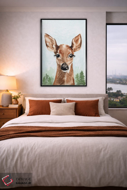 تابلو دکوراتیو بچه آهو آبرنگ اثر میشل موسپنس - D5B