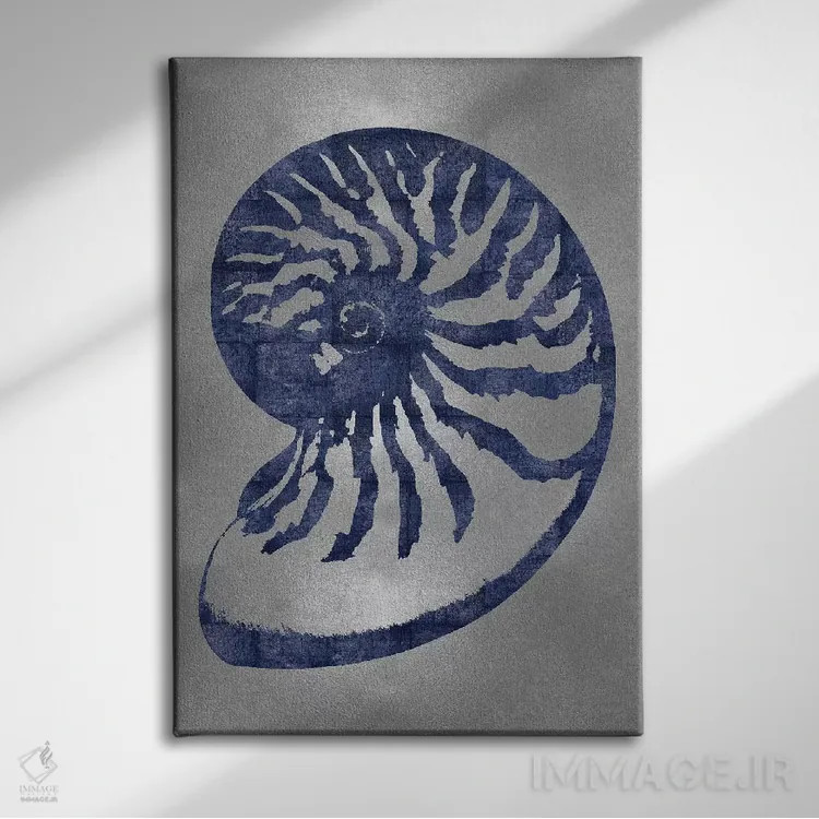 تابلو دکوراتیو آبی روی نقره ای سوم اثر ملونی میلر - نمای روبهرو روی دیوار