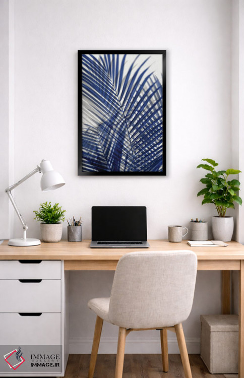 تابلو دکوراتیو سایه های نخل آبی اول اثر ملونی میلر - D4B