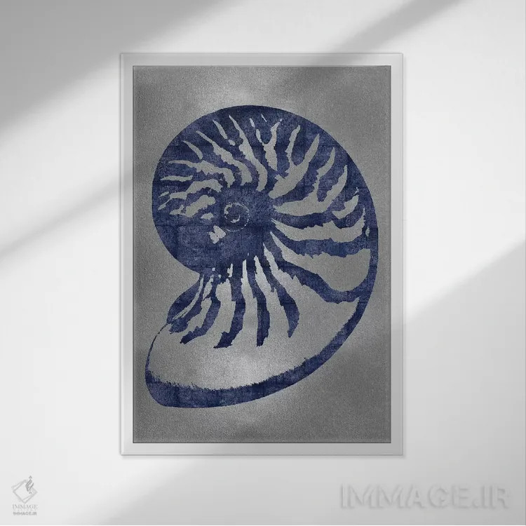 تابلو دکوراتیو آبی روی نقره ای سوم اثر ملونی میلر - نمای قابدار سفید