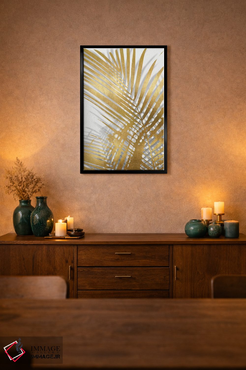 تابلو دکوراتیو سایه های نخل طلایی اول اثر ملونی میلر - D2B