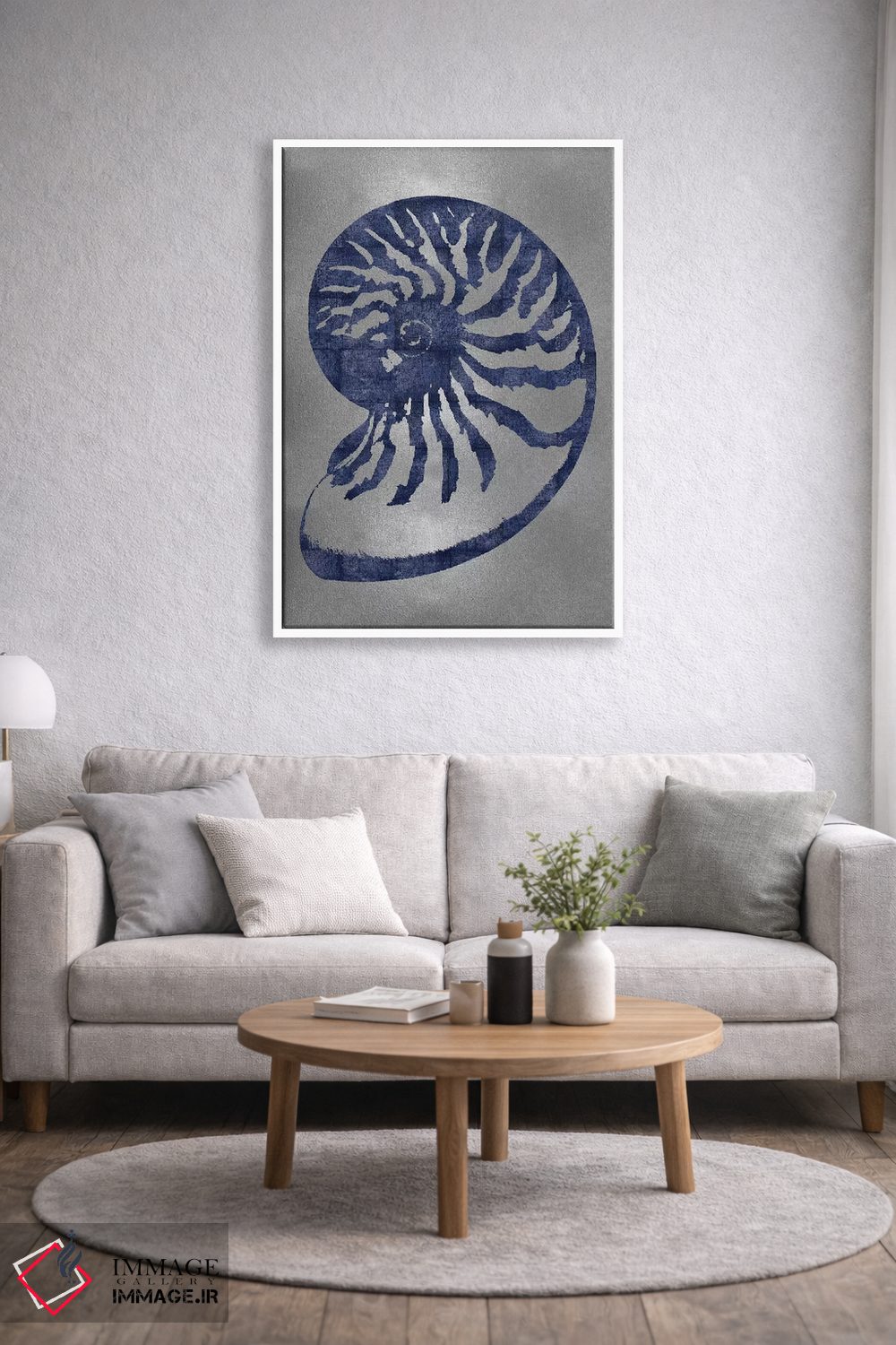 تابلو دکوراتیو آبی روی نقره ای سوم اثر ملونی میلر - D1W