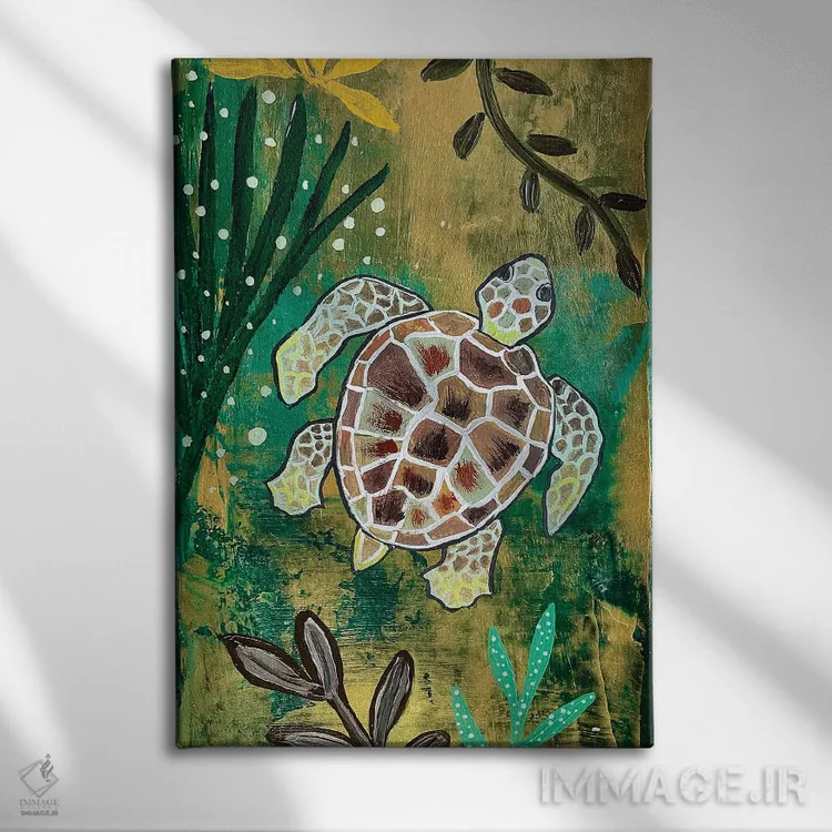 تابلو دکوراتیو لاک پشت دریایی اثر ماگالی مودوکس - نمای روبهرو روی دیوار