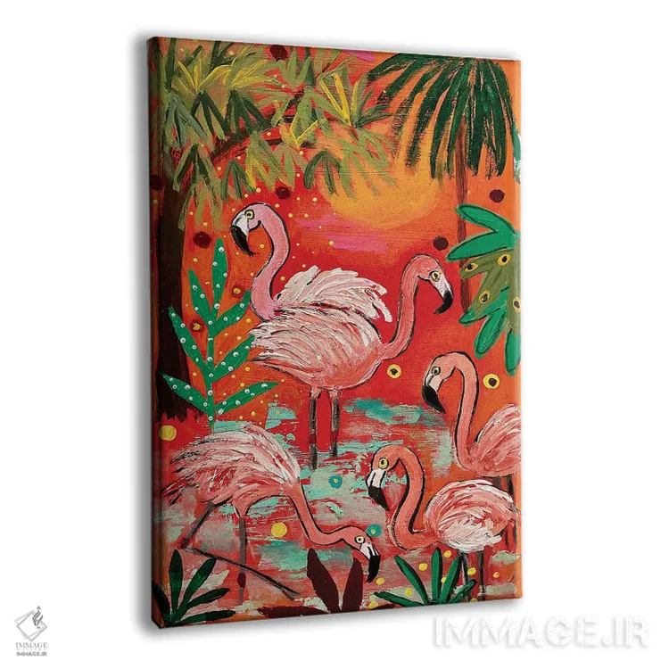 تابلو دکوراتیو "فلامینگوها" اثر ماگالی مودوکس - نمای پرسپکتیو محصول