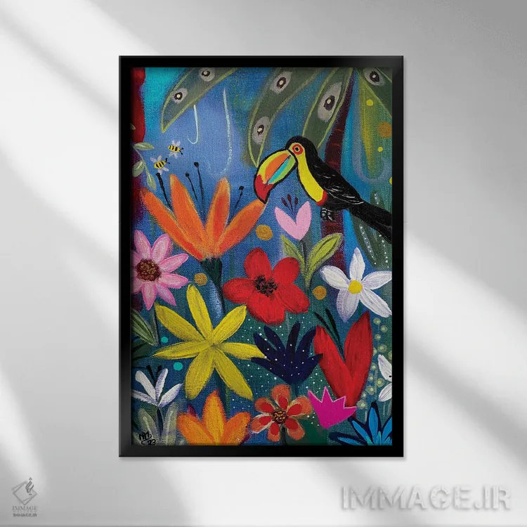 تابلو دکوراتیو توکان در شب اثر ماگالی مودوکس - نمای قابدار مشکی