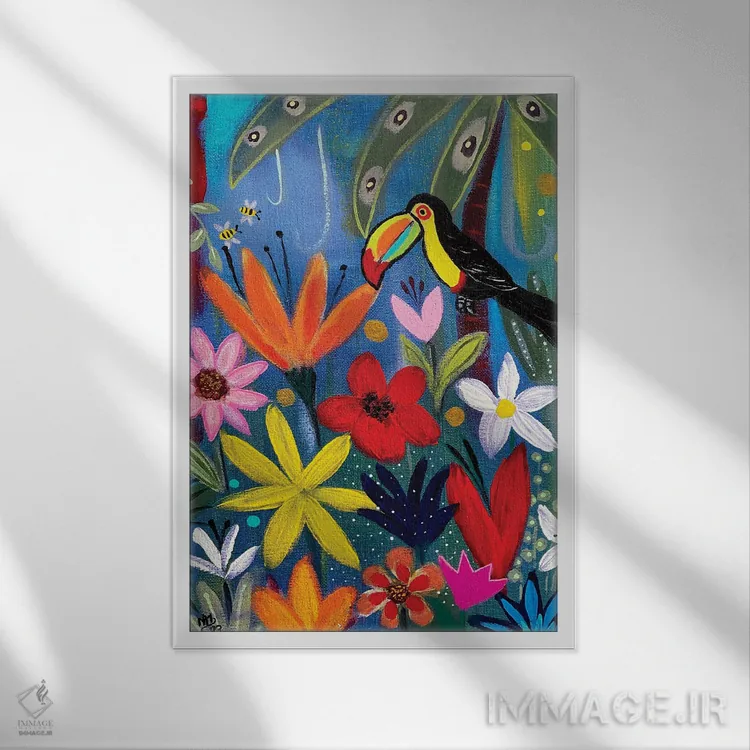 تابلو دکوراتیو توکان در شب اثر ماگالی مودوکس - نمای قابدار سفید