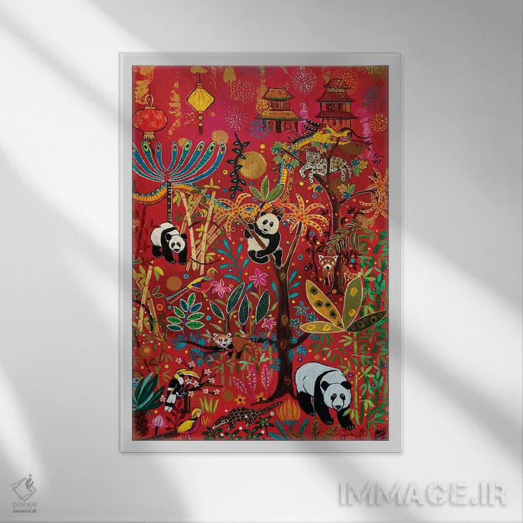 تابلو دکوراتیو "دنیای پاندا" اثر ماگالی مودوکس - نمای قابدار سفید