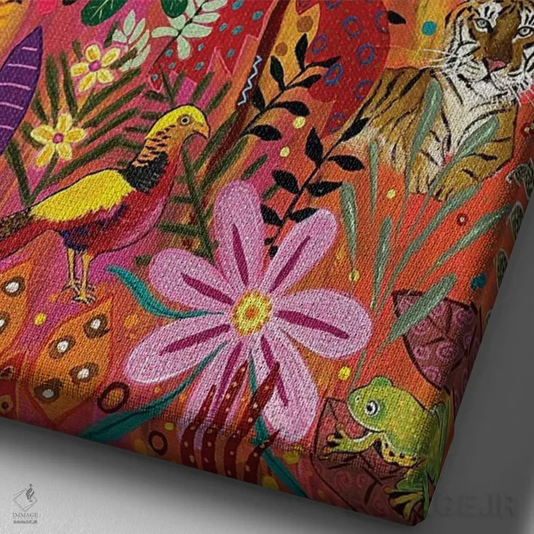 تابلو دکوراتیو "به بهشت خوش آمدید" اثر ماگالی مودوکس - نمای نزدیک بافت بوم