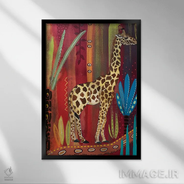 تابلو دکوراتیو "زرافه ساده" اثر ماگالی مودوکس - نمای قابدار مشکی
