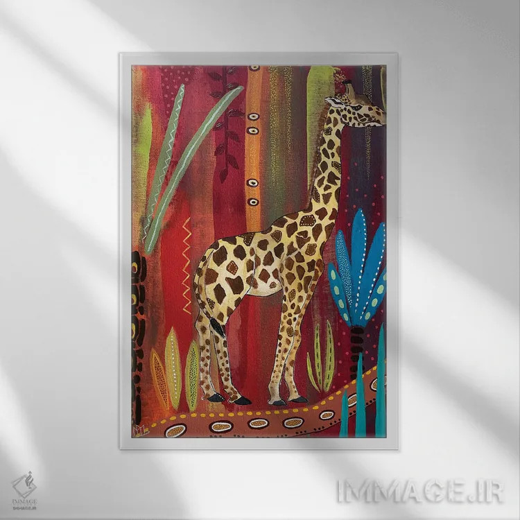 تابلو دکوراتیو "زرافه ساده" اثر ماگالی مودوکس - نمای قابدار سفید