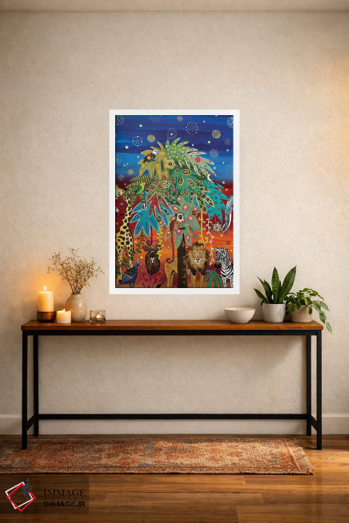 تابلو دکوراتیو "وقت مهمانی در ساوانا" اثر ماگالی مودوکس - D5W