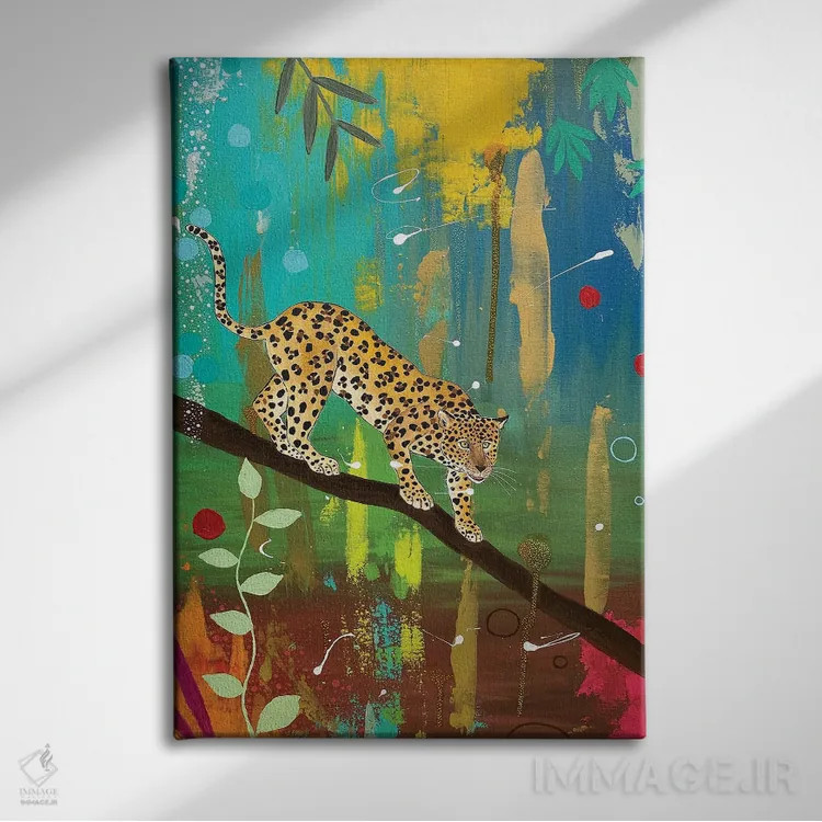 تابلو دکوراتیو "پلنگ باشکوه" اثر ماگالی مودوکس - نمای روبهرو روی دیوار