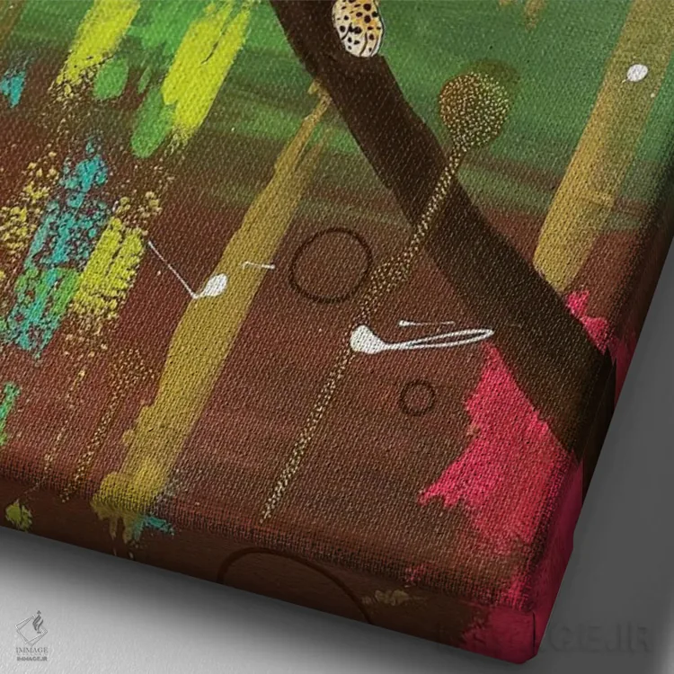 تابلو دکوراتیو "پلنگ باشکوه" اثر ماگالی مودوکس - نمای نزدیک بافت بوم