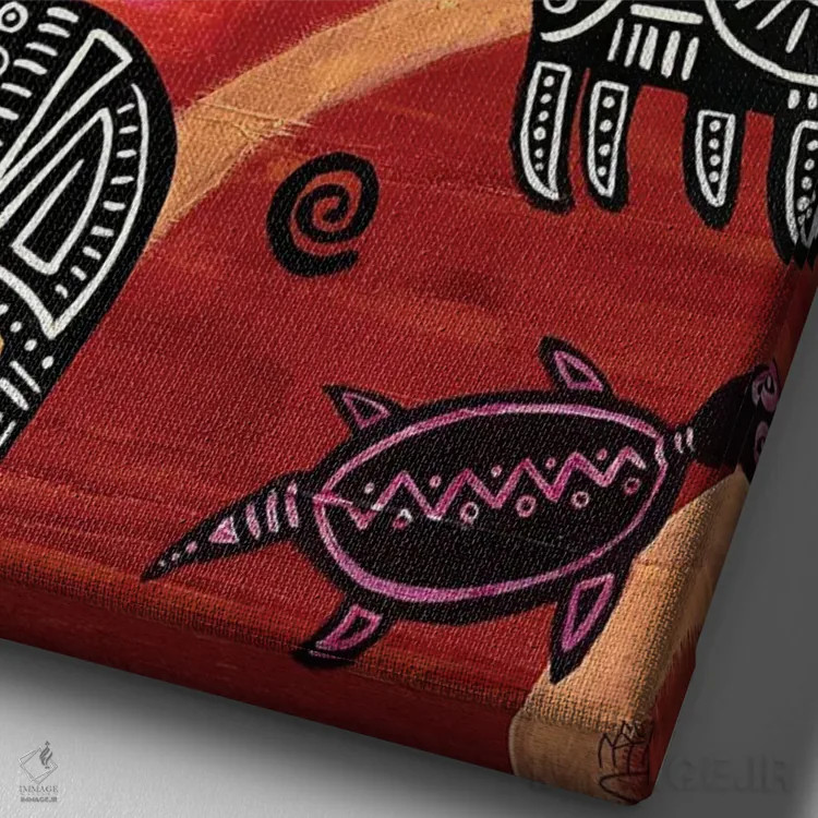 تابلو دکوراتیو "حیوانات قومی" اثر ماگالی مودوکس - نمای نزدیک بافت بوم