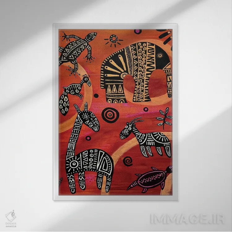 تابلو دکوراتیو "حیوانات قومی" اثر ماگالی مودوکس - نمای قابدار سفید