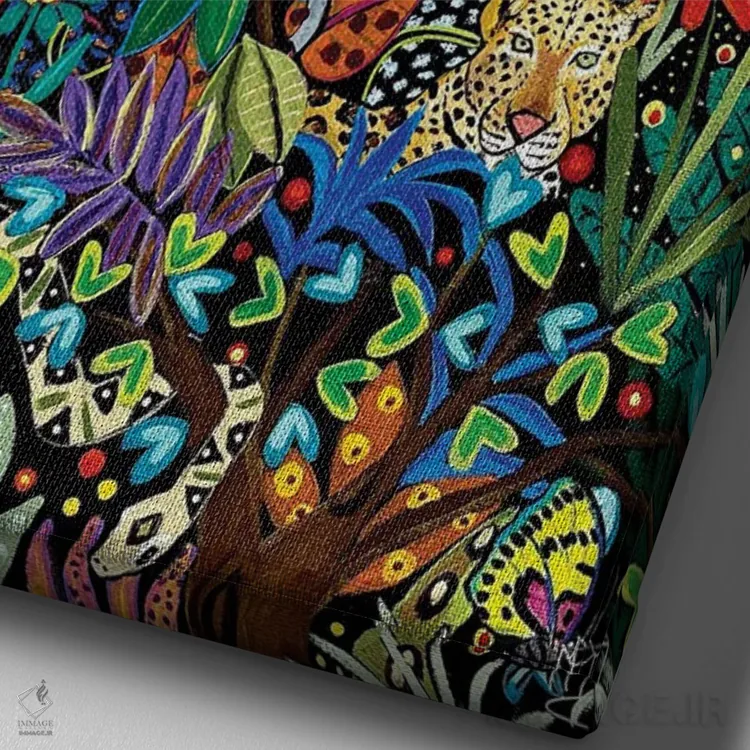 تابلو دکوراتیو "گم شده در جنگل" اثر ماگالی مودوکس - نمای نزدیک بافت بوم