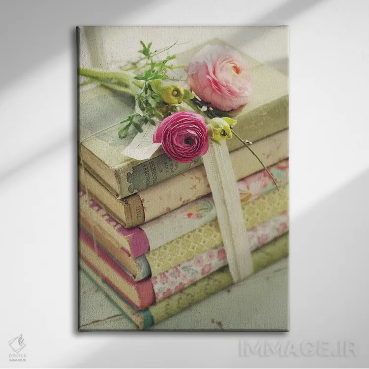 تابلو دکوراتیو کتاب ها اثر مندی لین - نمای روبهرو روی دیوار