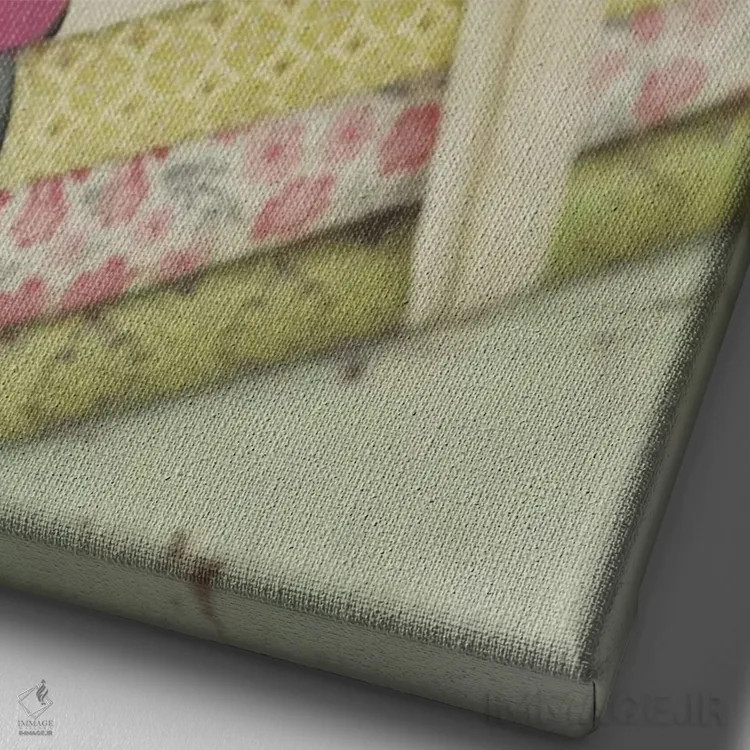 تابلو دکوراتیو کتاب ها اثر مندی لین - نمای نزدیک بافت بوم