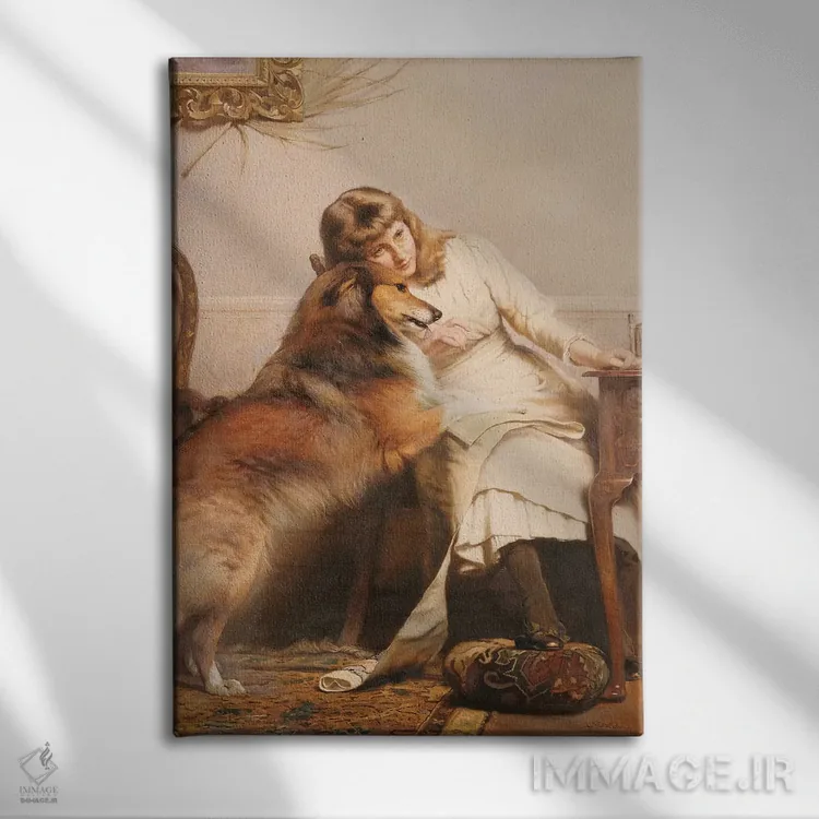 تابلو کلاسیک عاشقان، ۱۸۹۰ اثر چارلز برتون باربر - نمای روبهرو روی دیوار