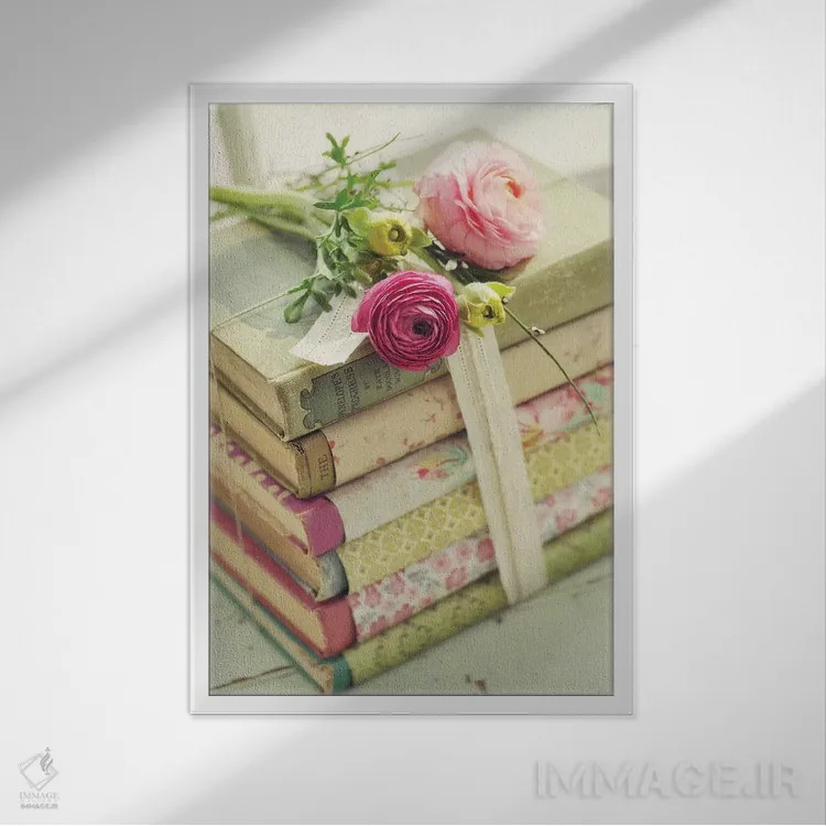 تابلو دکوراتیو کتاب ها اثر مندی لین - نمای قابدار سفید