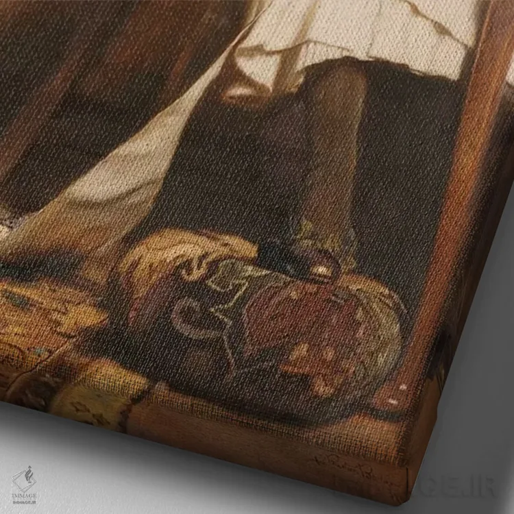 تابلو کلاسیک عاشقان، ۱۸۹۰ اثر چارلز برتون باربر - نمای نزدیک بافت بوم