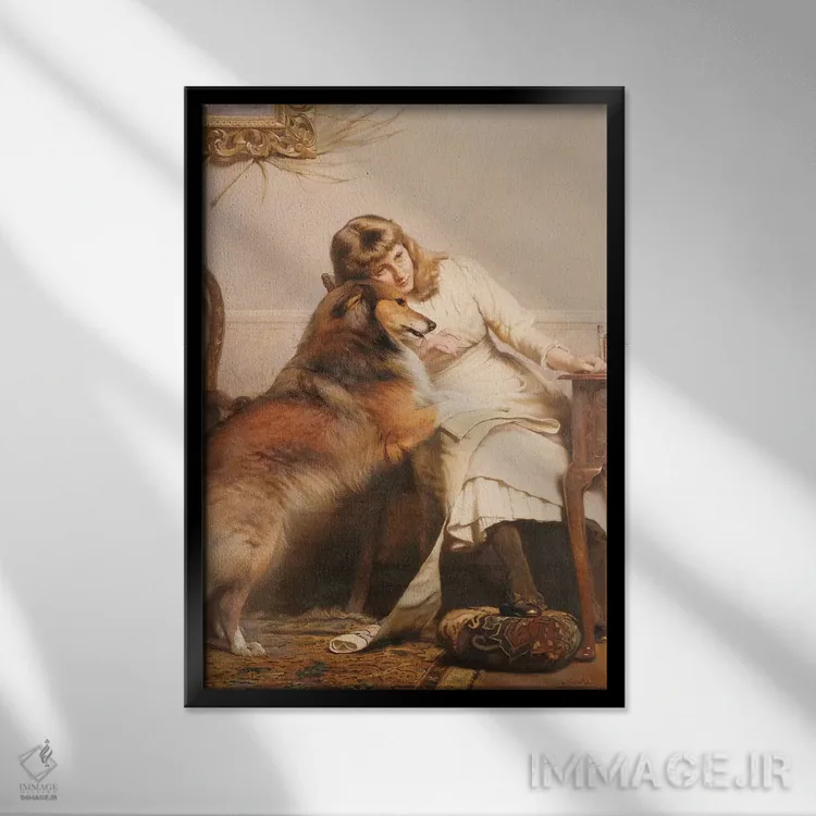 تابلو کلاسیک عاشقان، ۱۸۹۰ اثر چارلز برتون باربر - نمای قابدار مشکی