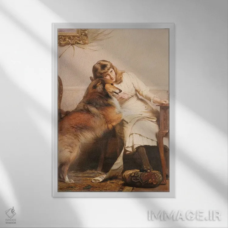 تابلو کلاسیک عاشقان، ۱۸۹۰ اثر چارلز برتون باربر - نمای قابدار سفید