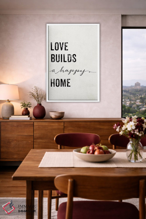 تابلو دکوراتیو عشق خانه ای شاد می سازد اثر مندی لین - D3W