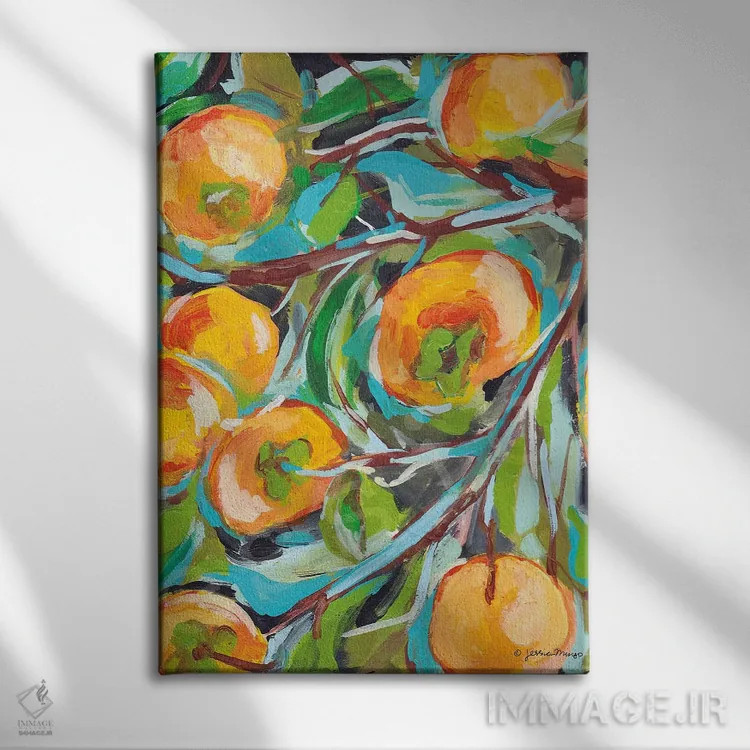 تابلو دکوراتیو خرمالو اثر جسیکا مینگو - نمای روبهرو روی دیوار