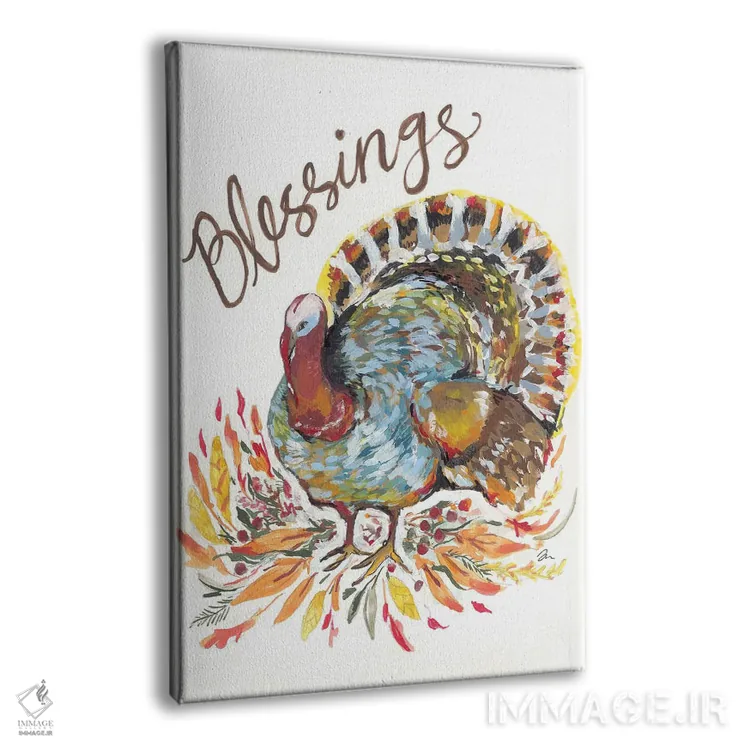 تابلو دکوراتیو برکات بوقلمون اثر جسیکا مینگو - نمای پرسپکتیو محصول