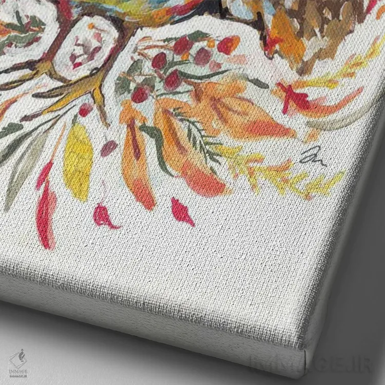 تابلو دکوراتیو برکات بوقلمون اثر جسیکا مینگو - نمای نزدیک بافت بوم