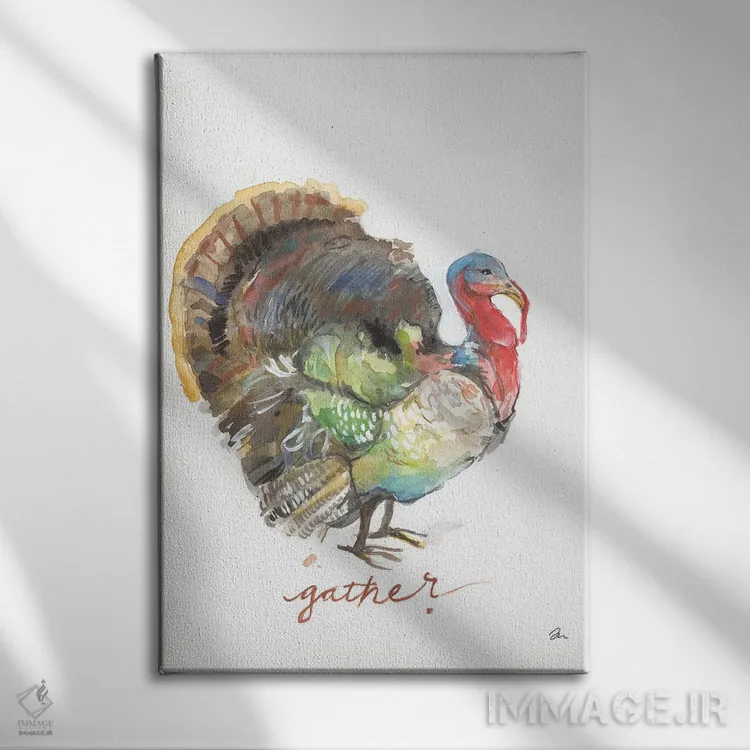 تابلو دکوراتیو جمع کردن بوقلمون اثر جسیکا مینگو - نمای روبهرو روی دیوار